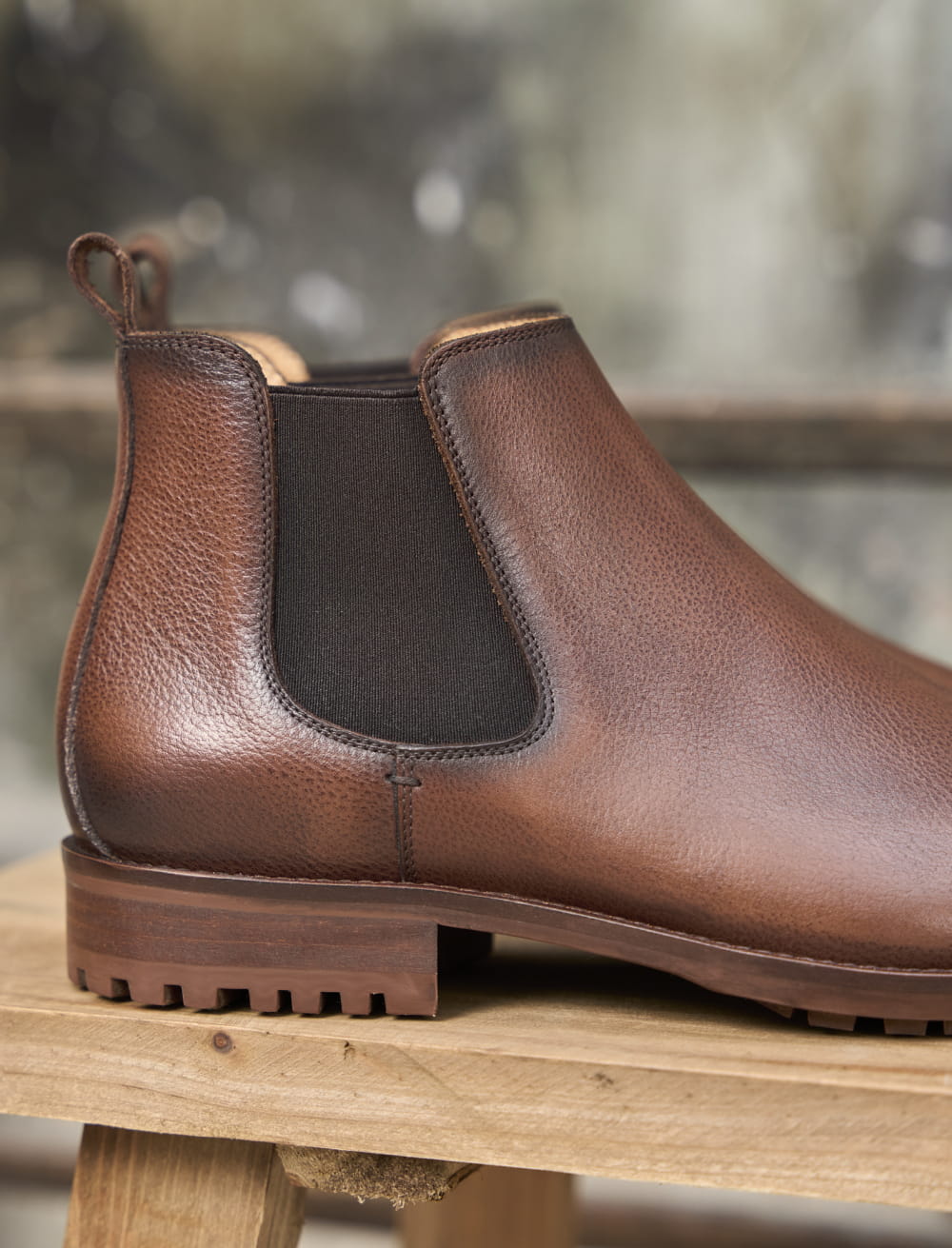 Chelsea boots for men The Pressed Man Brown Grainy Leather Paire Fils