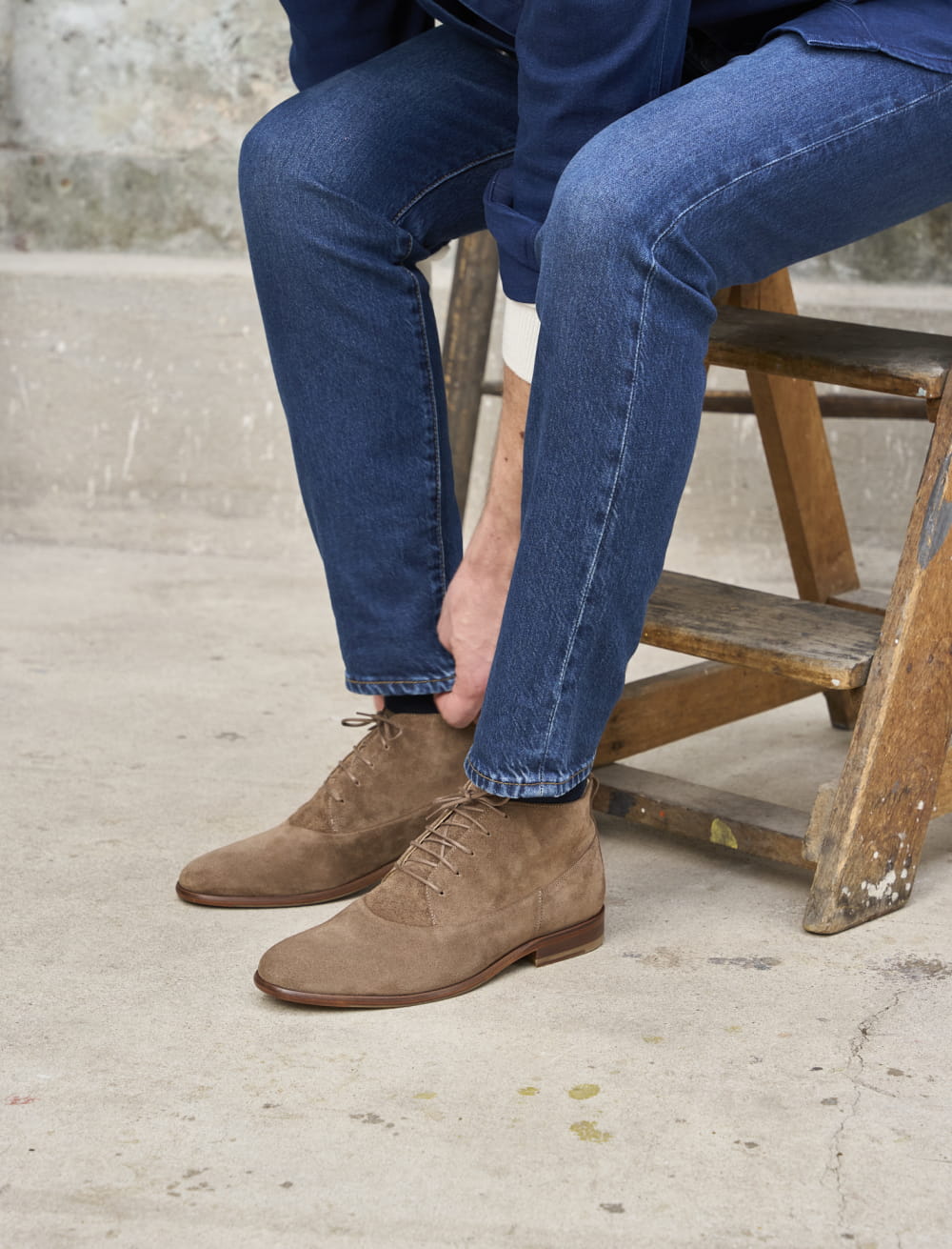 Desert Boots Daim Homme L homme Audacieux en Daim Marron Sesame Paire Fils