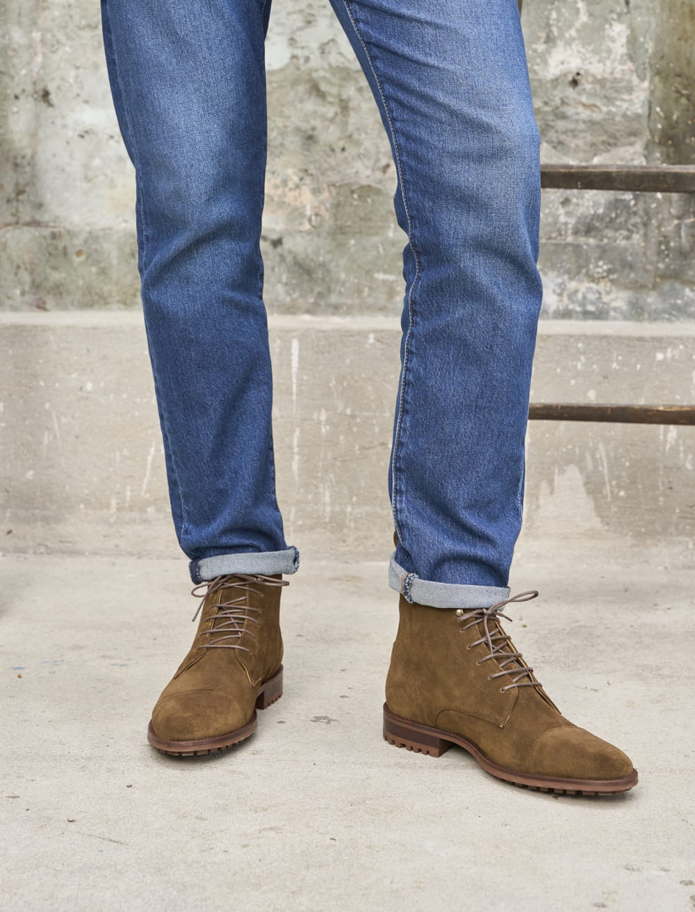 Combat boots pour homme L homme Inconscient en Daim Marron Kaki Paire Fils