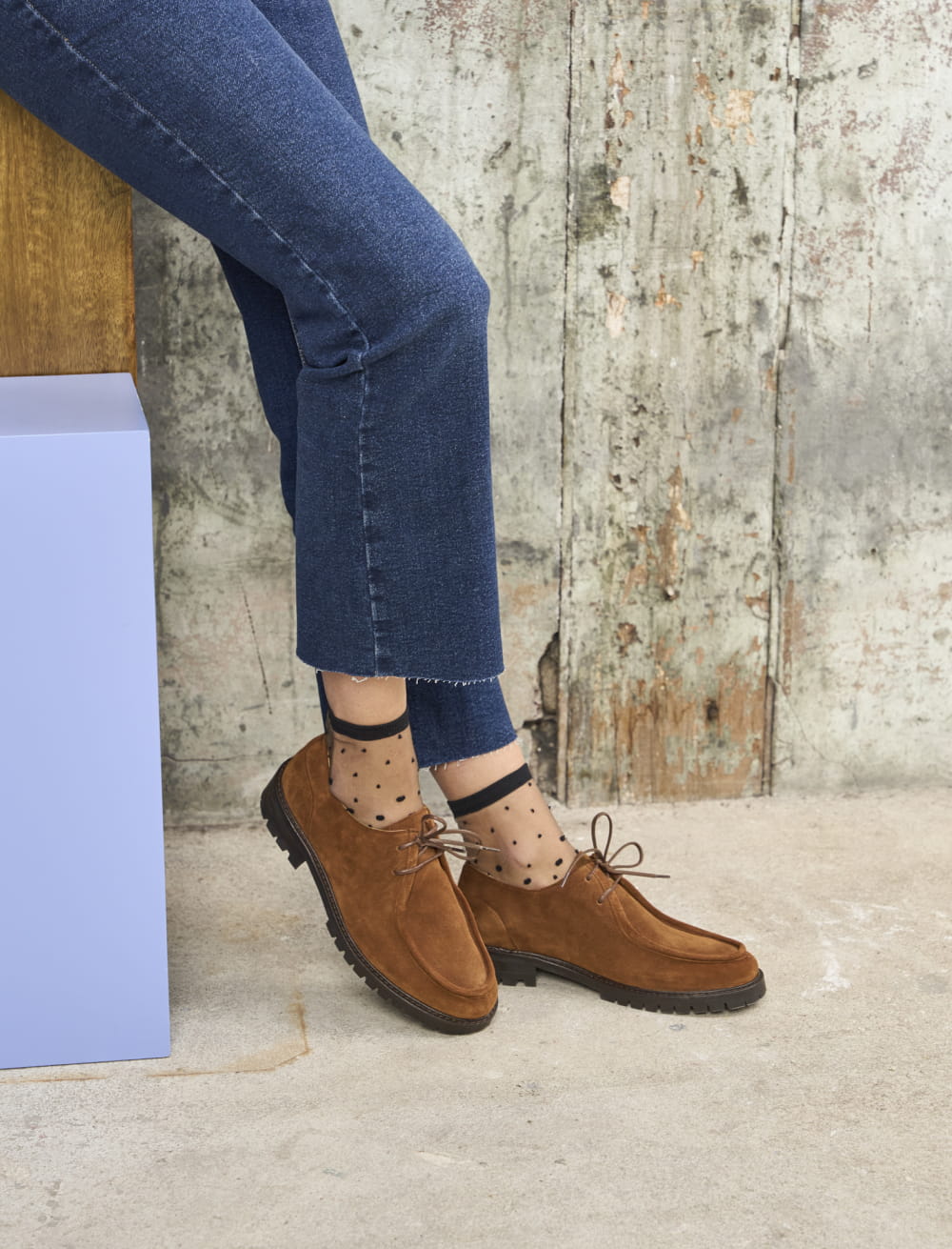 Derby daim femme store