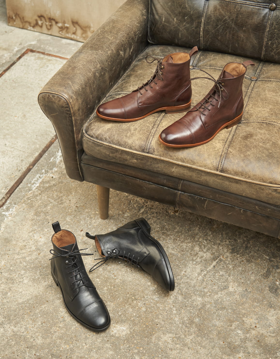 Combat boots Homme elegante L Homme Complique en Daim ou en Cuir Paire Fils