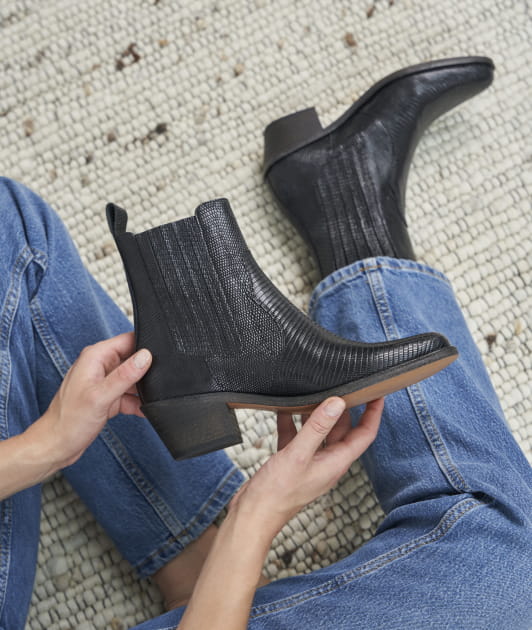 Bottines femme en daim noir 2025