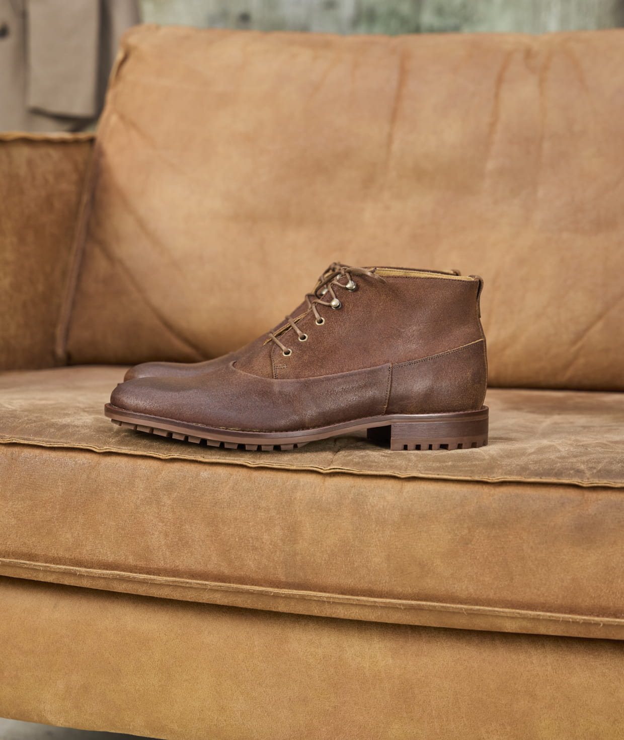 Mens dark brown desert boots sales