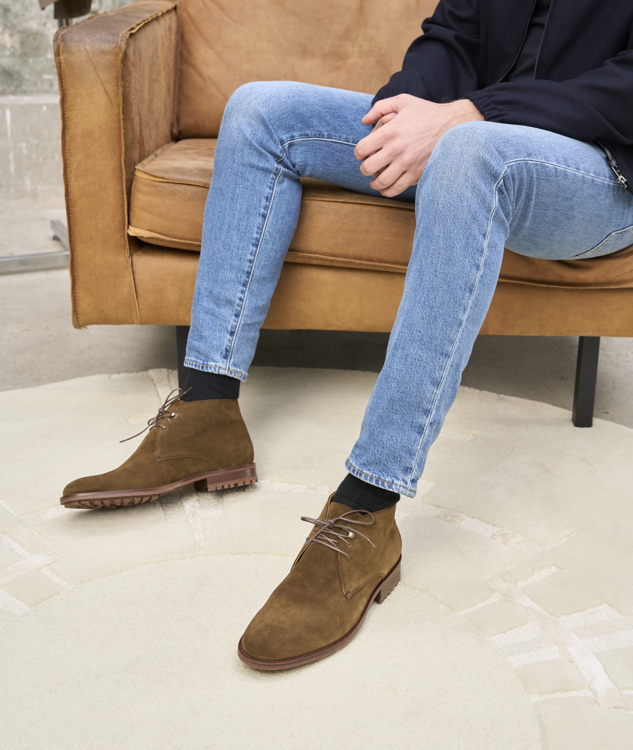 Desert boots for men Luxury boots in leather or suede Paire Fils