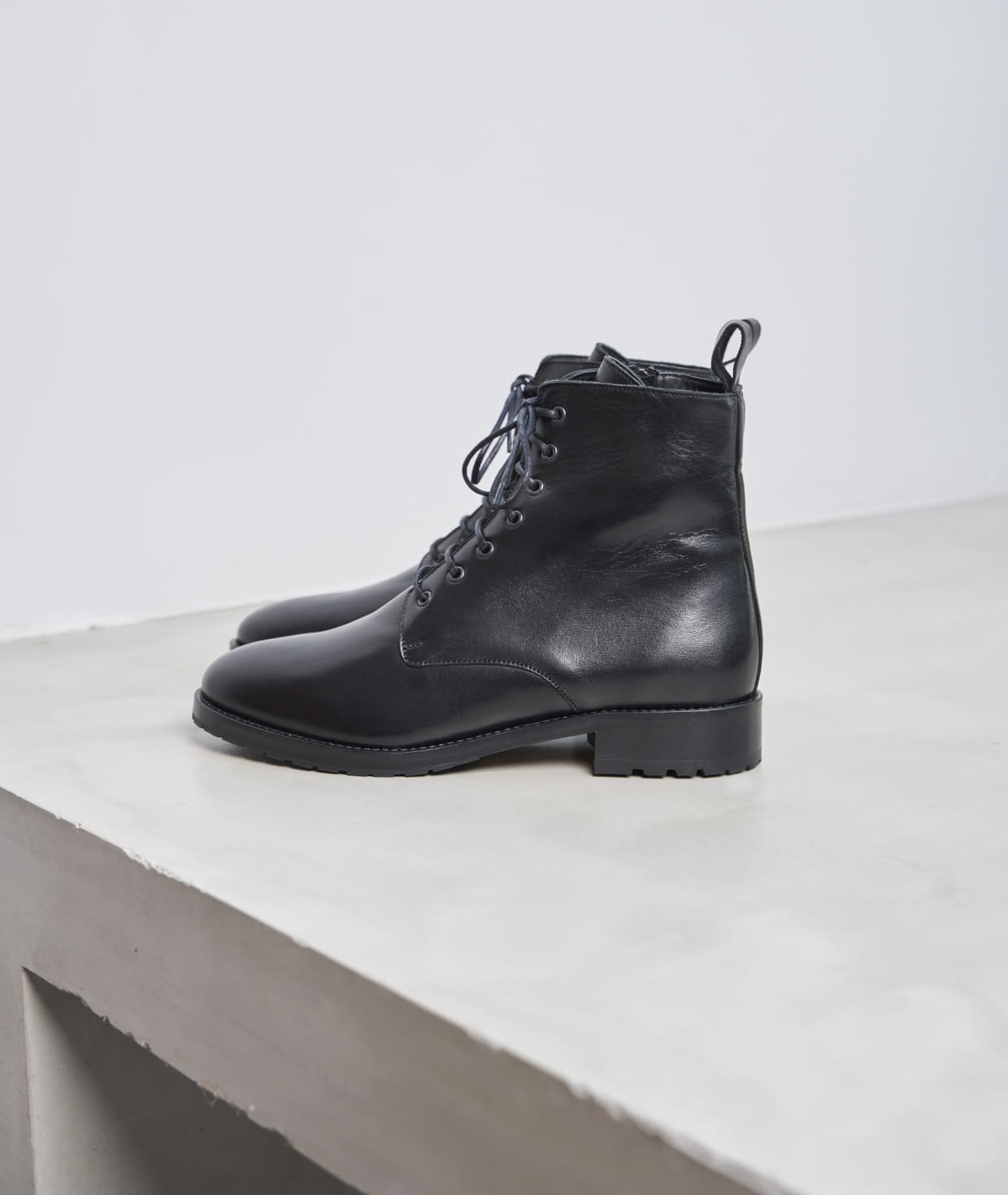 H by hudson battle lace up boots in black leather sale