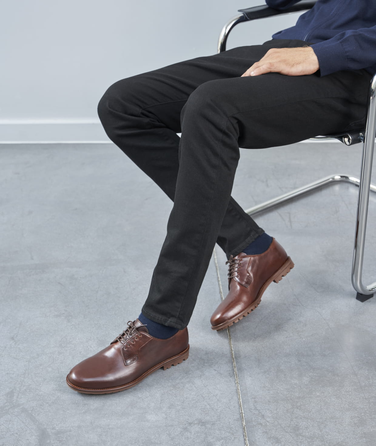 Richelieu One Cut L Homme Impeccable Cuir Marron Patine Paire Fils