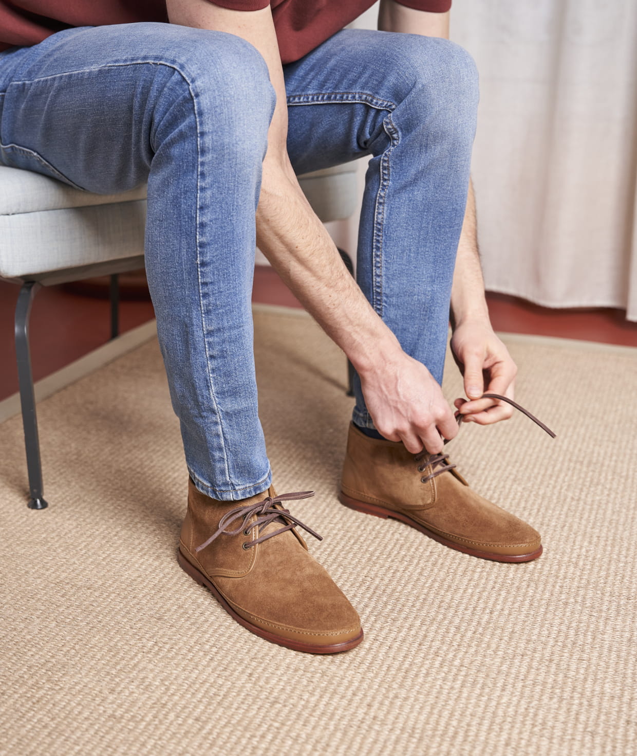 Desert boots for men Luxury boots in leather or suede Paire Fils