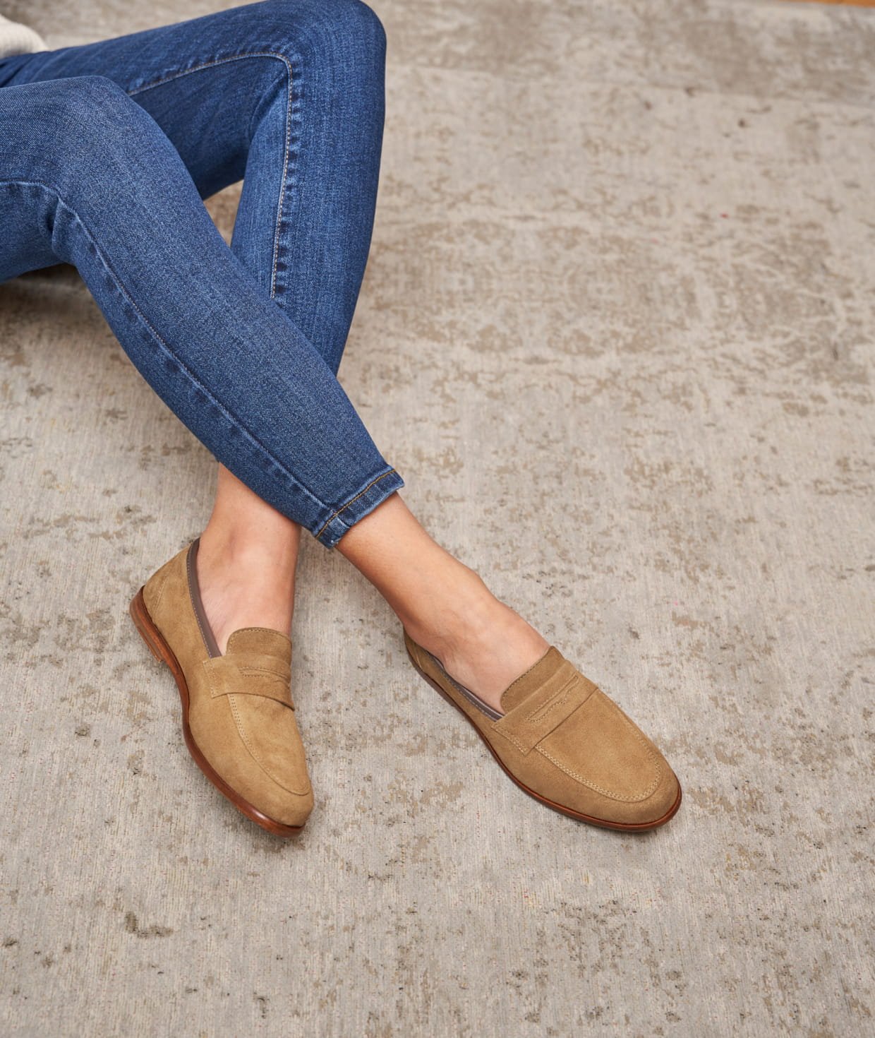 Mocassin femme daim camel sales