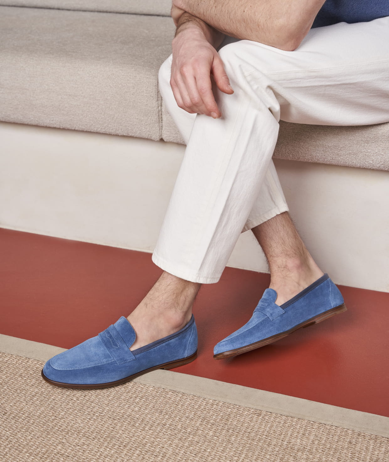 Mens blue moccasin shoes store