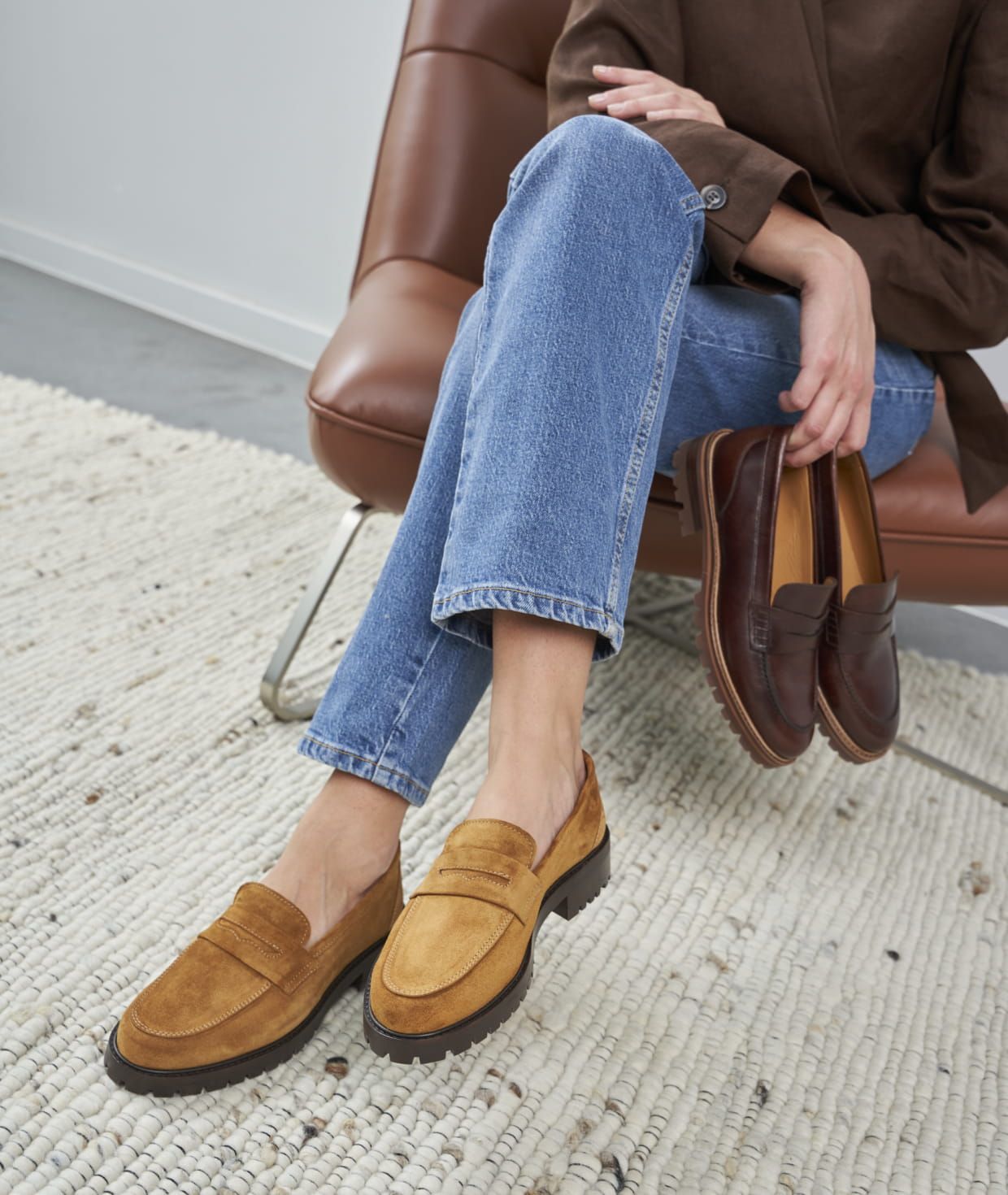 Mocassin en daim pour femme La Femme Insolente Daim Sable Paire Fils