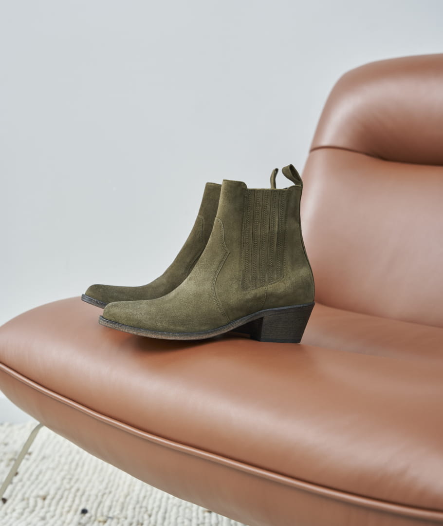 Bottines pour Femme La Femme Irrationnelle Daim Kaki Paire Fils