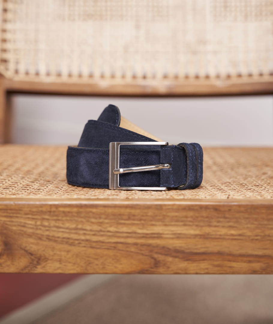 Ceinture daim bleu marine outlet
