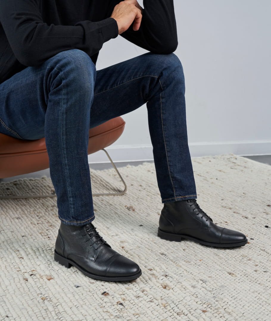 Boots noir homme discount
