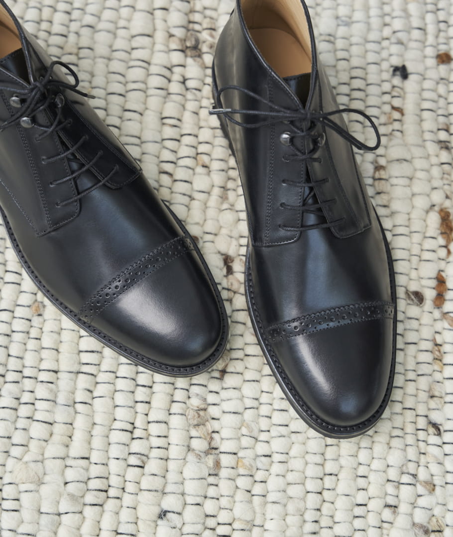 Mens black cap toe dress boots discount