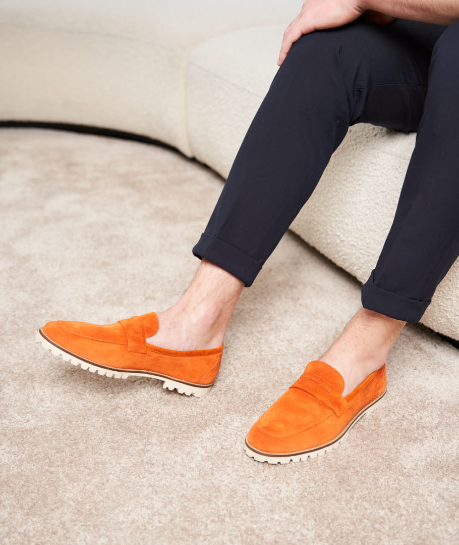 Orange suede loafers sale