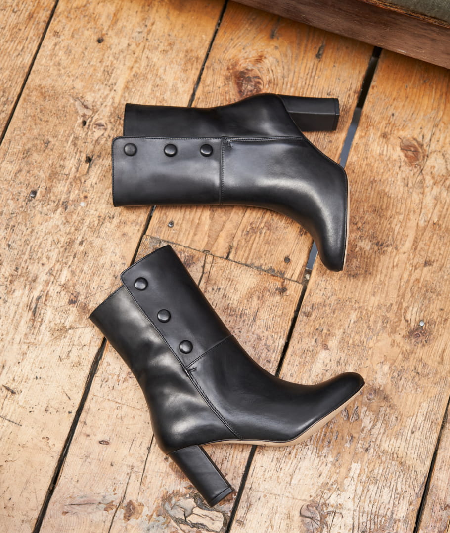 Women s heel boots La Femme Paresseuse Leather Black Paire Fils