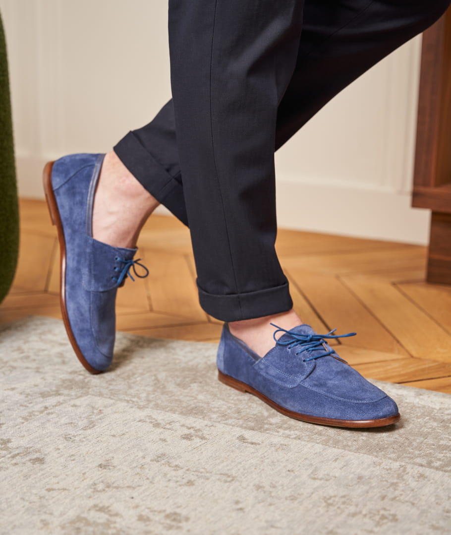 Mens blue suede dress shoes top
