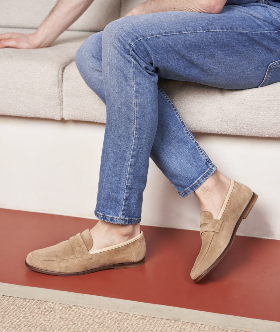 Mens cream suede loafers store