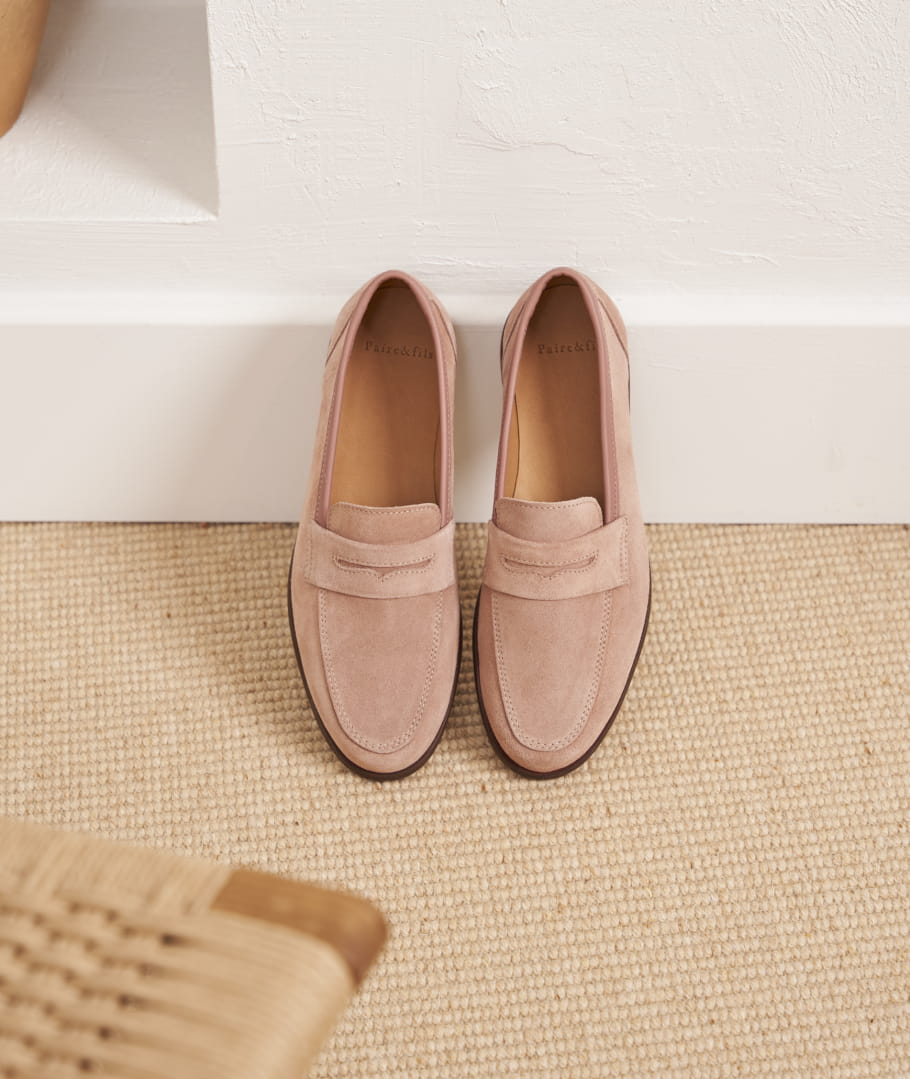 Women s pink suede loafer La Femme Insolente Paire Fils