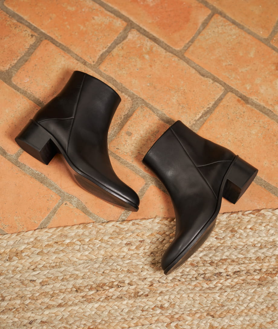 bottines noir cuir talon