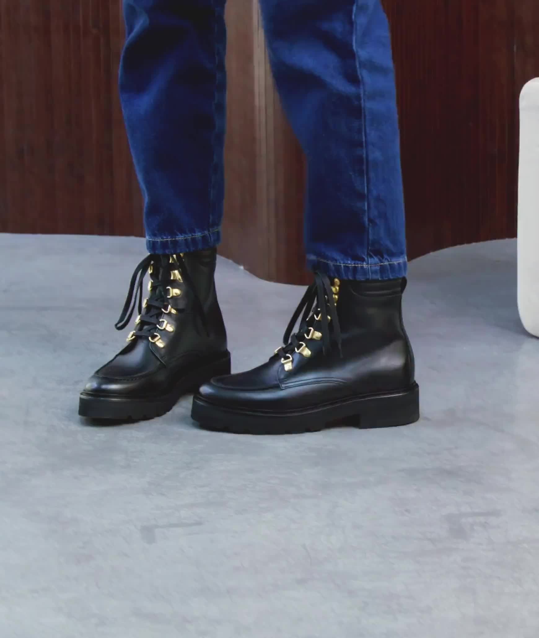 Bottines combats pour femme: La Femme Suspecte Cuir Noir