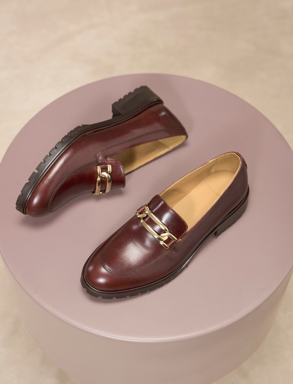 Mocassins Escarpins Femme Aérosoles Pointure 6M - Cuir Marron - Talon Bloc - Occasion