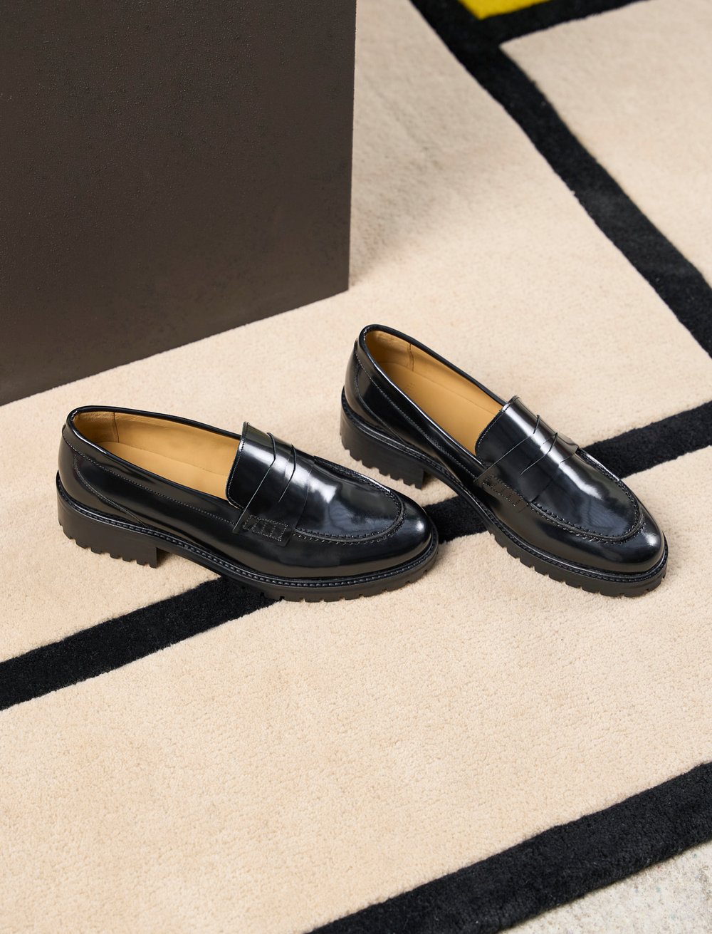 Mocassin Chunky Cuir: La Femme Impatiente Cuir Noir