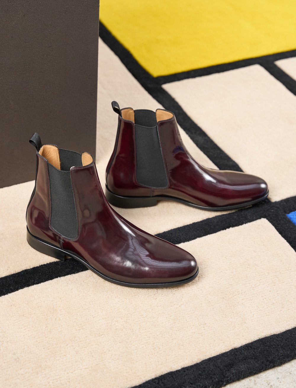 Bottines chelsea pour homme: L'Homme Pressé Cuir Bordeaux Vernis