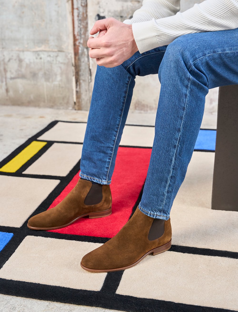 Jeans Bottine Chelsea Homme Daim Rubber Sole Chelsea Boots Men