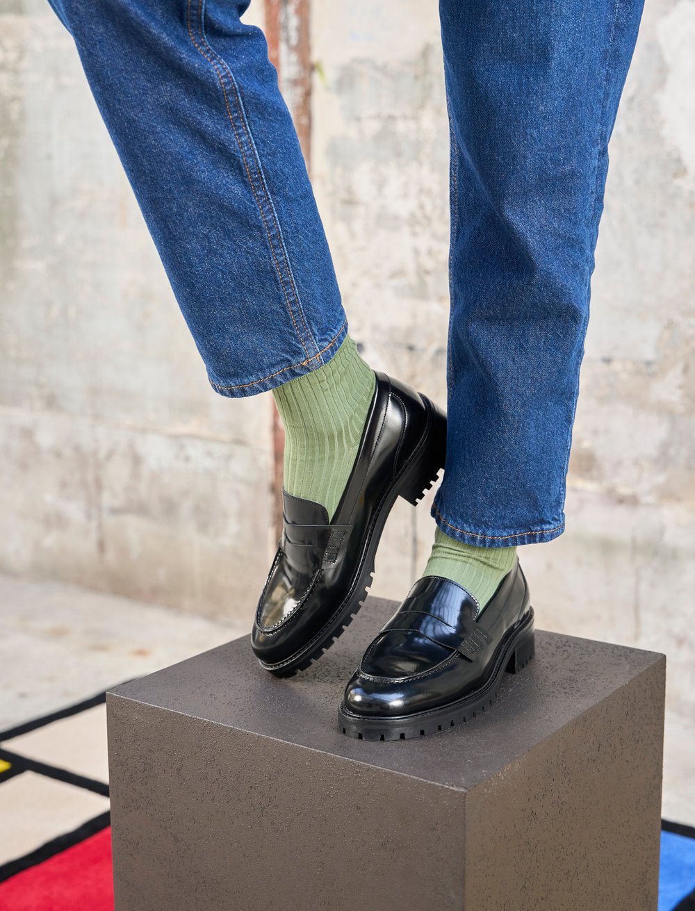 Mocassin Chunky Cuir: La Femme Impatiente Cuir Noir