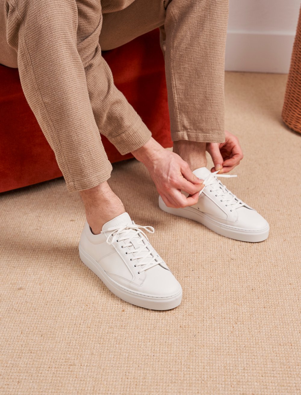 Sneakers Cuir Homme l'Homme Cohérent en Cuir Blanc