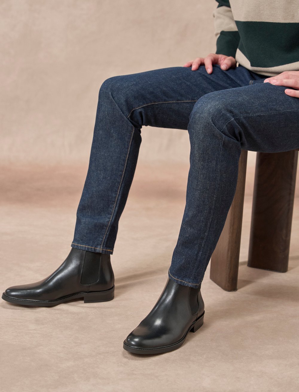 Bottines chelsea pour homme: L'Homme Pressé Cuir Noir