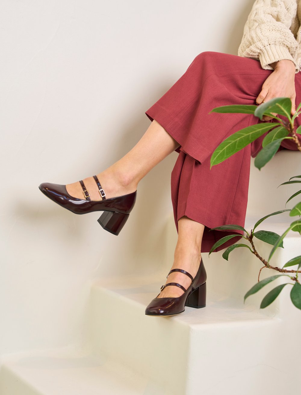 Bordeaux Chaussure Babies Talon Femme Babies Femme Cuir Bordeaux