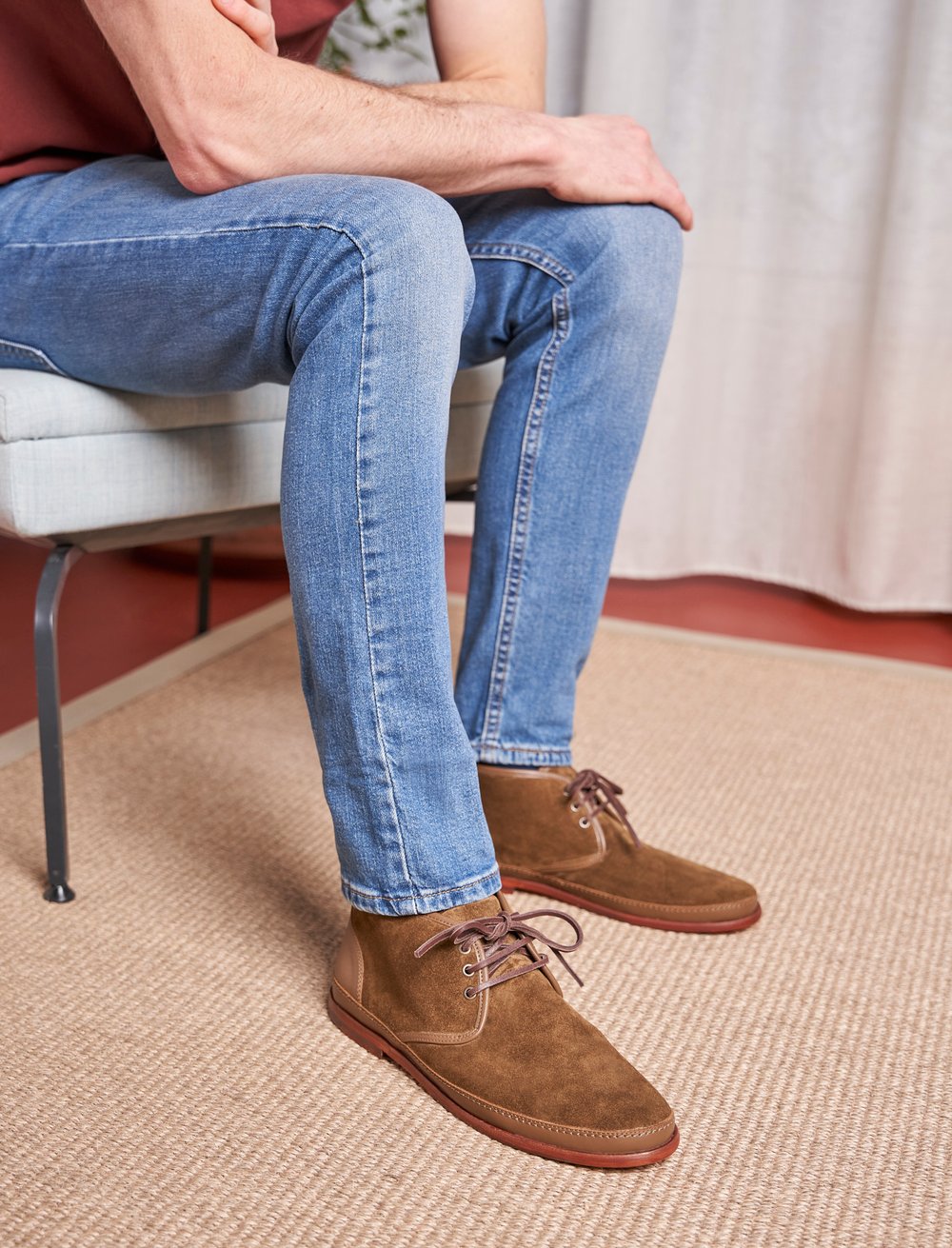 Chukka Boots Chaussure En Daim Homme Desert Boots En Cuir Lisse