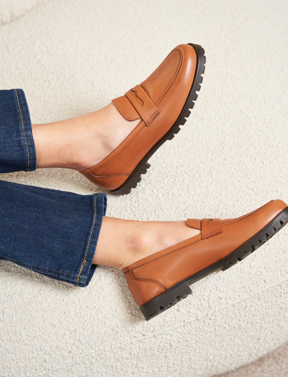 Mocassin en cuir pour femme: La Femme Insolente Cuir Cognac