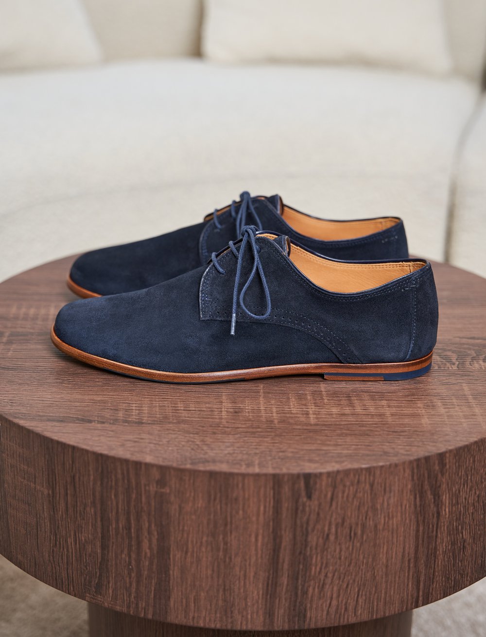 DESIGN - Chaussures Derby à Lacets En Similicuir - Bleu Marine Et Semelle Noire