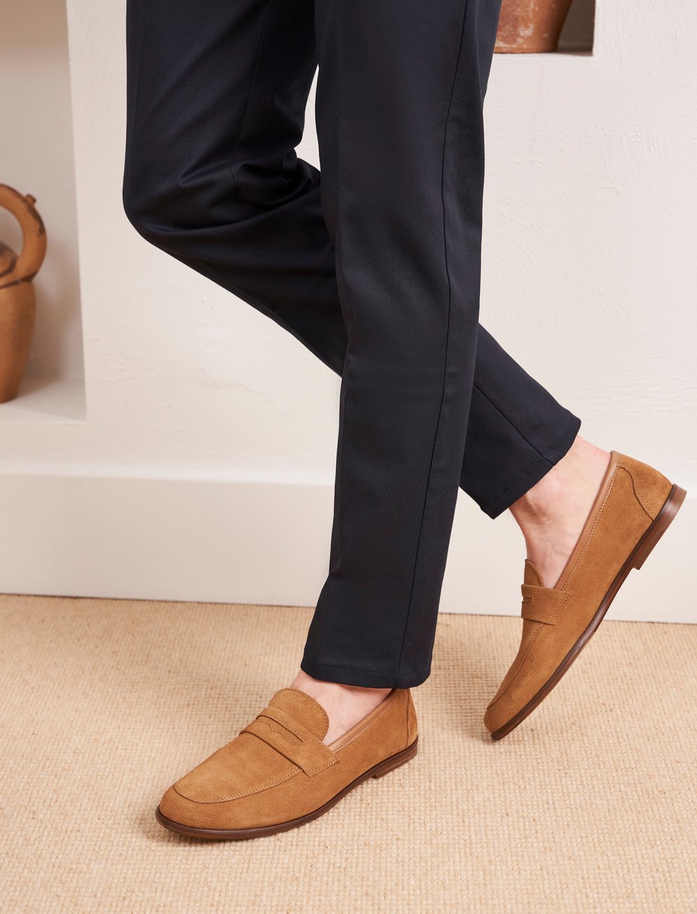 Mocassins Confortables pour Homme: L'Embellie en Daim Beige