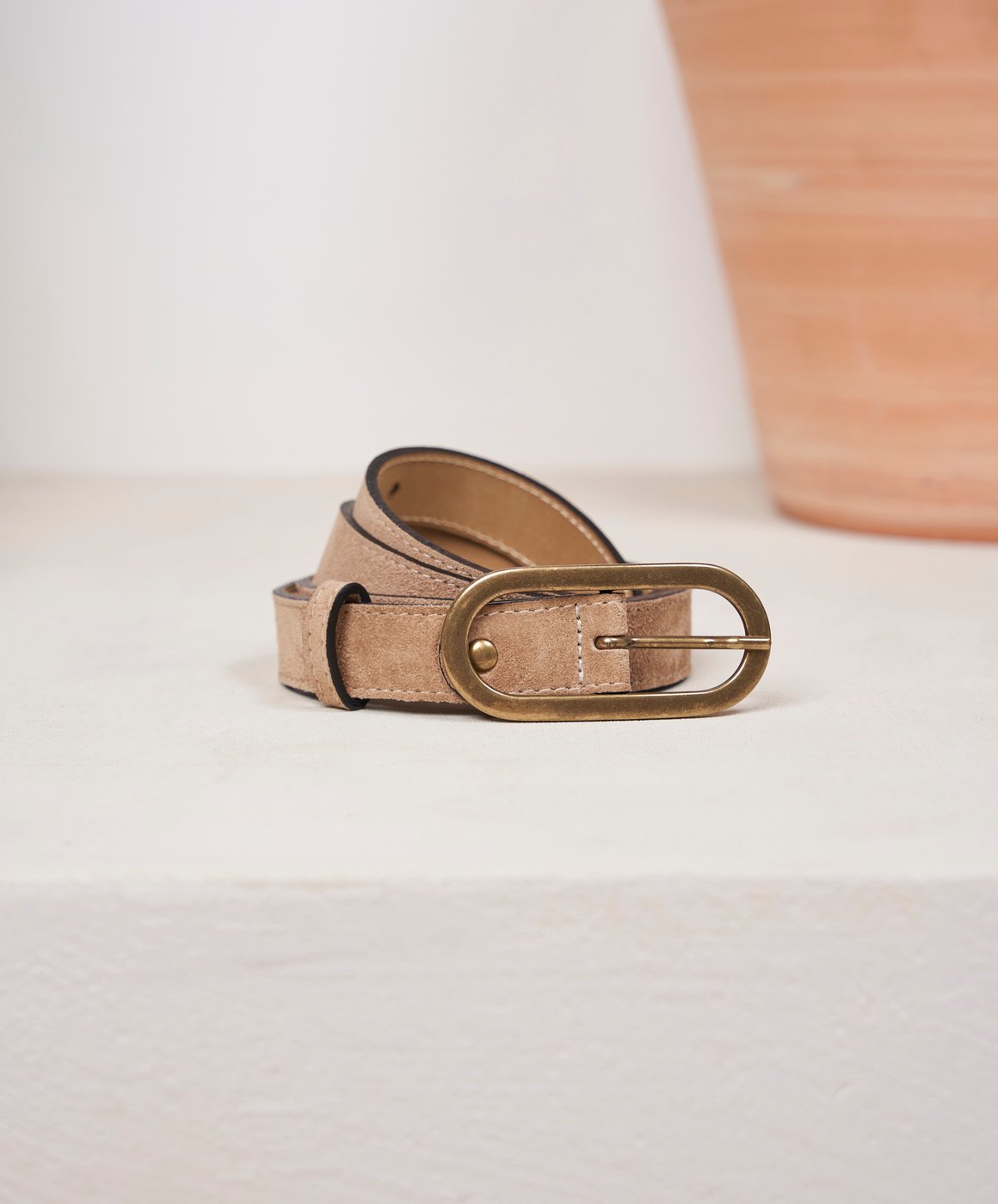 Ceinture pour Femme en daim Beige Noisette