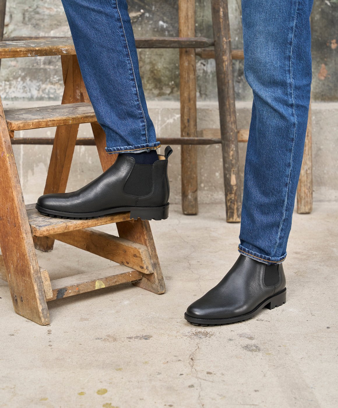 Bottines chelsea pour homme: L'Homme Pressé Cuir Grainé Noir