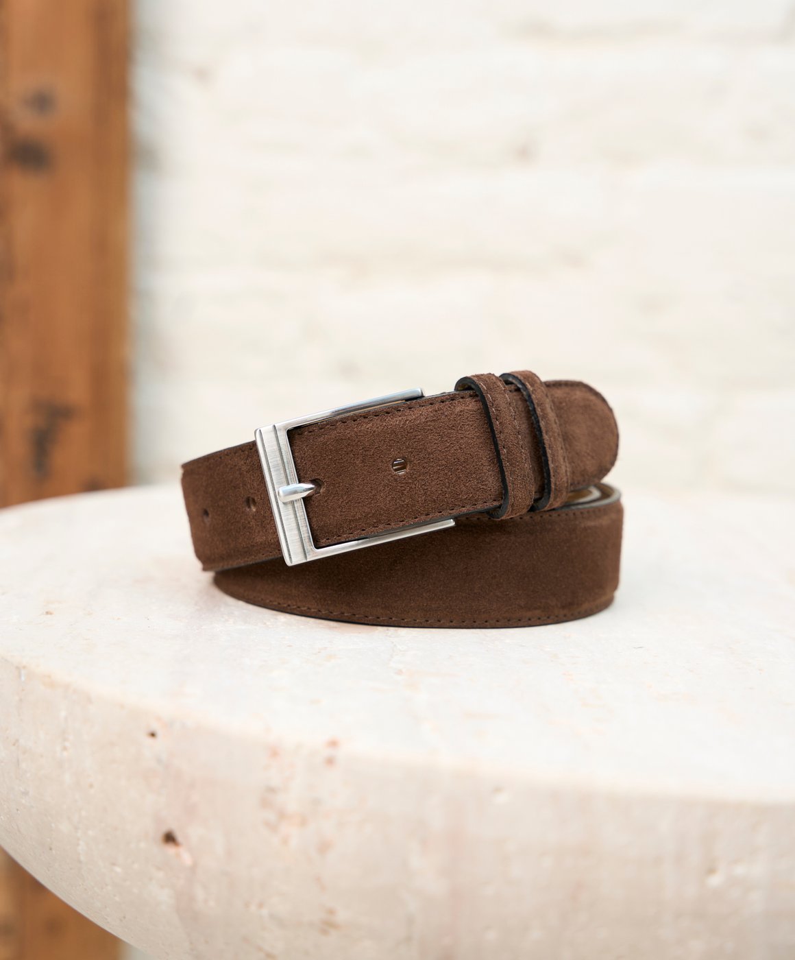 La Bottega Del Calzolaio Ceinture En Daim Classique Artisanale Fabriquée En Italie. Plusieurs Couleurs Disponibles, Bleu, 110 Cm (42/44 - 44/46 EU