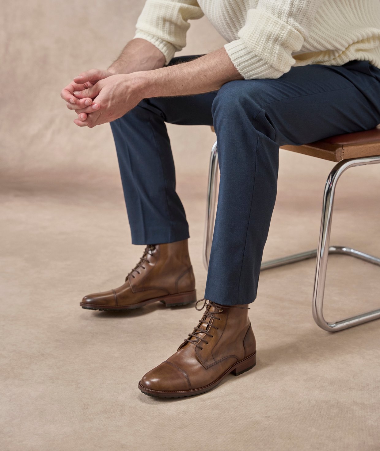 Combat boots for men in leather : L'Homme Inconscient in leather