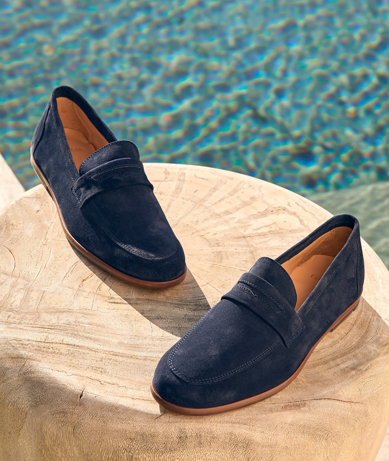 Men’s Urban Loafer Blue Leather Shoes. Tan leather & suede lining. Size 11 Penny Loafers -Urban Elegance – justleathershoes.com main image 3