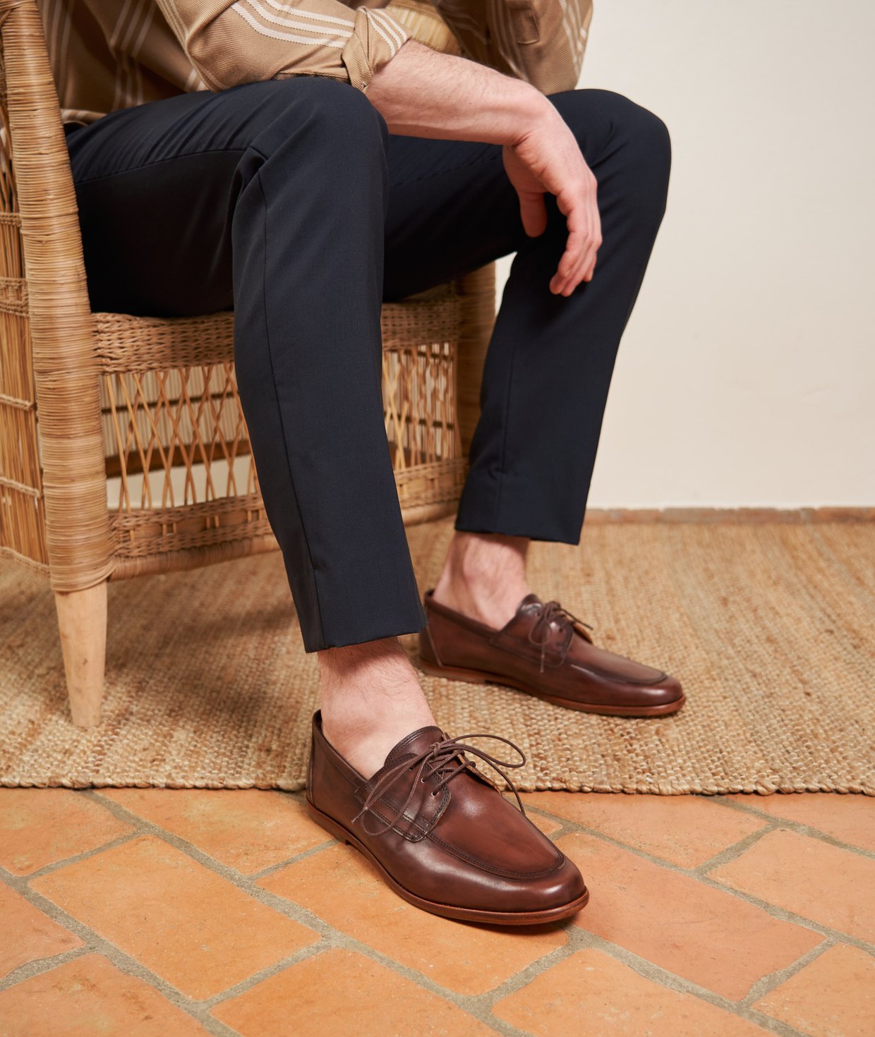 Mocassins Pour Homme Dkode En Cuir Bleu - Taille 43 (UK 9), Avec Lacets, Style Décontracté Confortable