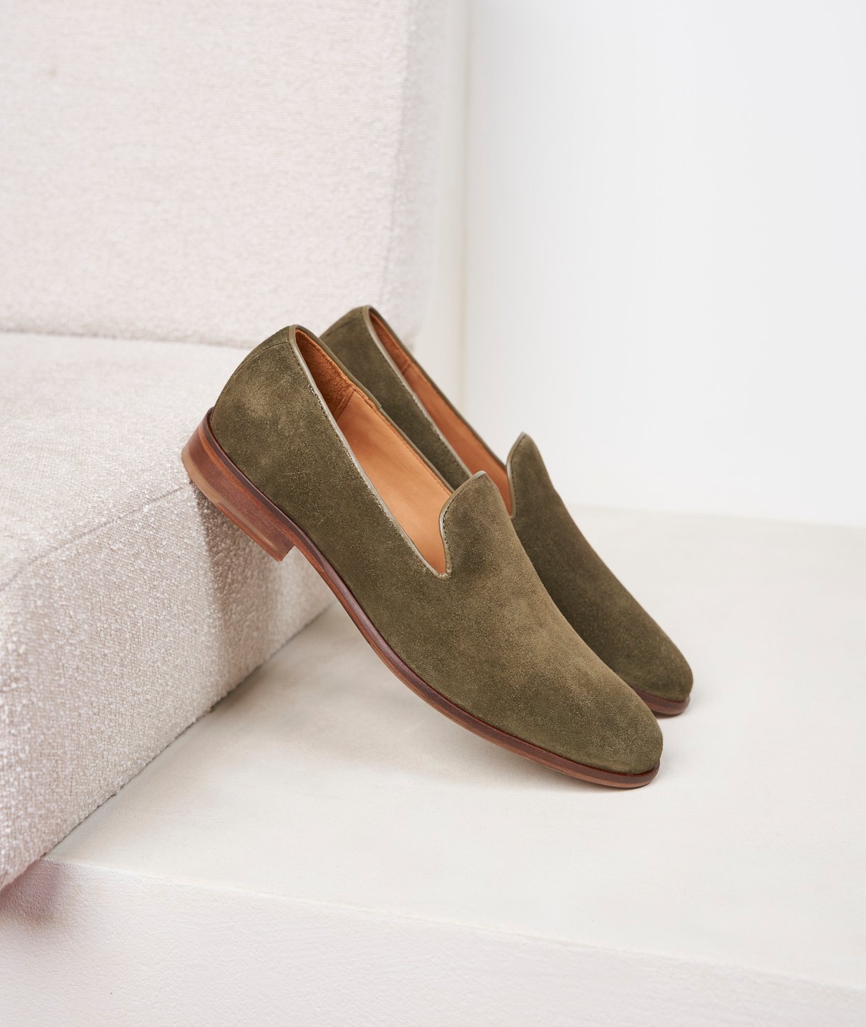Mocassins Homme En Daim - Bout Rond Confortable Sans Lacets - Talon Plat