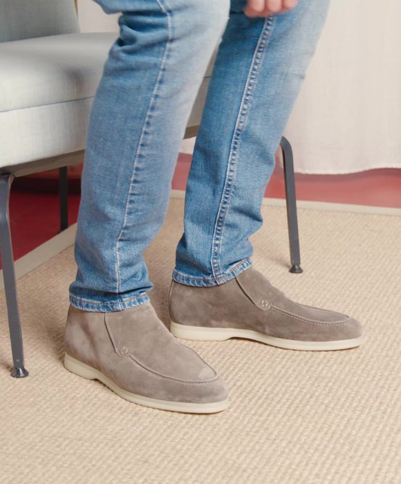 Bottes De Montagne KASTINGER Vintage En Cuir Daim Gris - Taille 8.5 Homme, Occasion Excellent état
