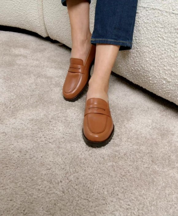 Mocassin en cuir pour femme: La Femme Insolente Cuir Cognac