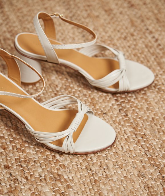 sandales à talon en cuir pour femme