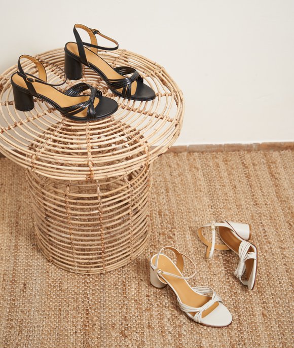 sandales à talons 100 % cuir pour femme paire et fils