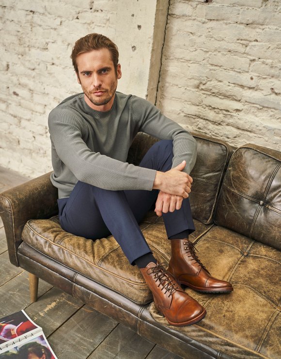 bottines combat homme en cuir