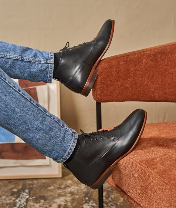 desert boots en cuir noir